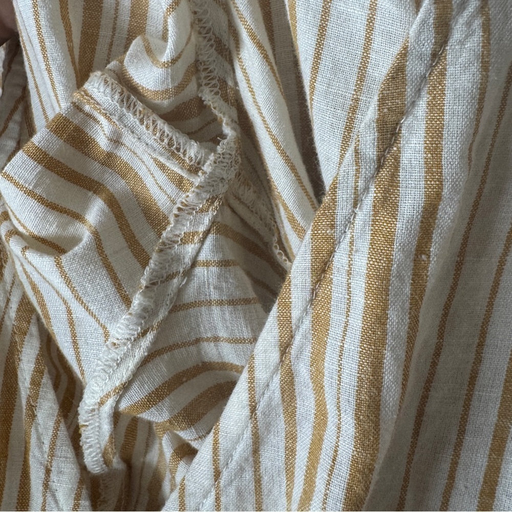 Topshop Linen Cotton Blend Mustard Yellow White Striped Jumpsuit US Size 10 - Picture 12 of 15